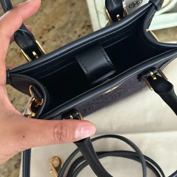New tory burch MINI T MONOGRAM TOTE black